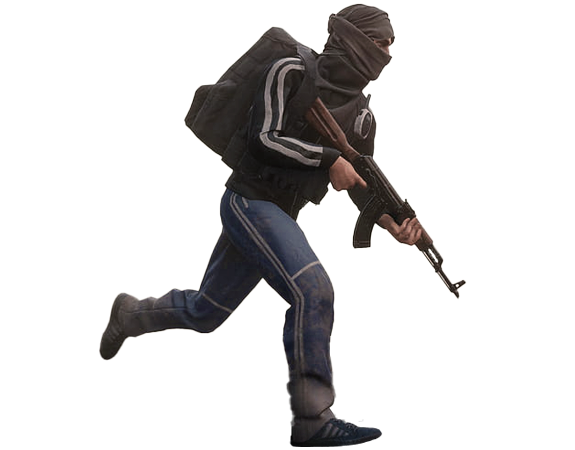 Insurgency man running with a gun